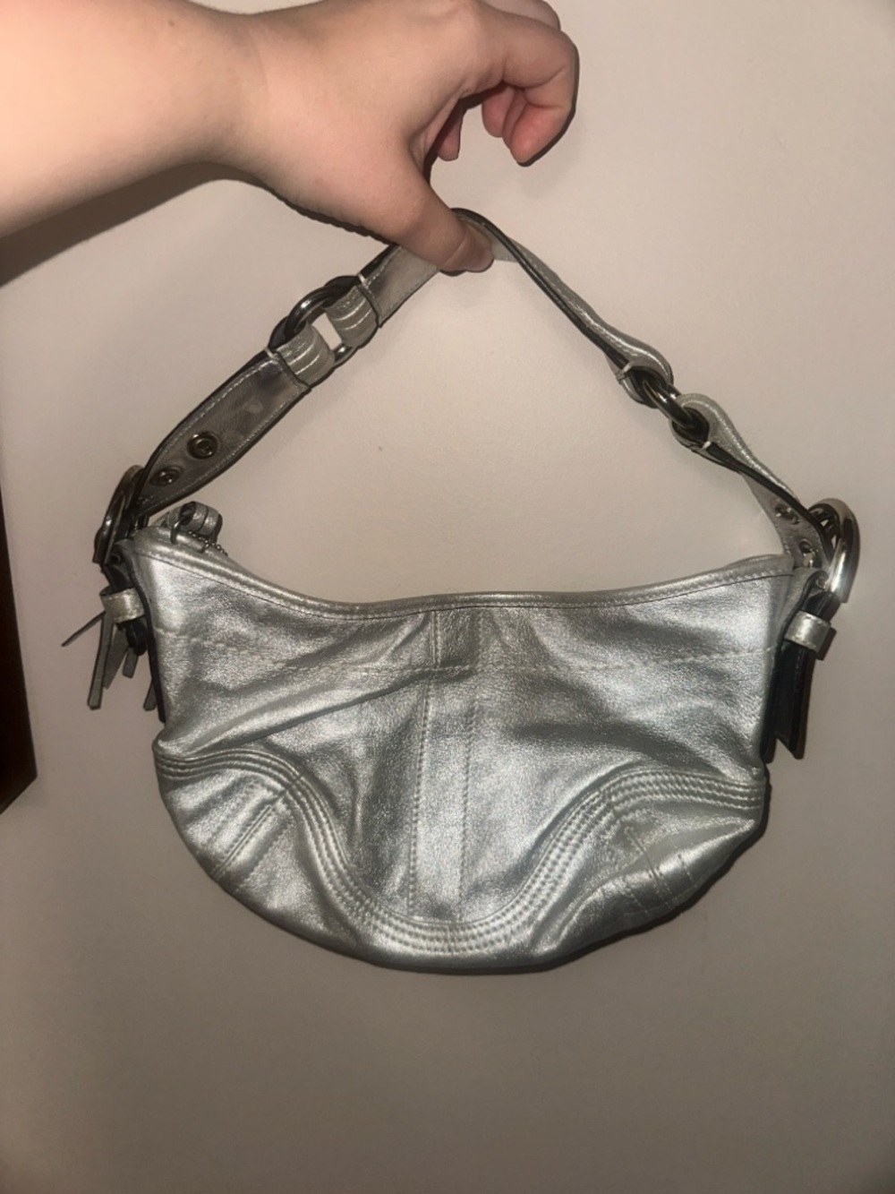 Vintage coach Silver Metallic Hobo Shoulder Bag - Picture 4 of 8
